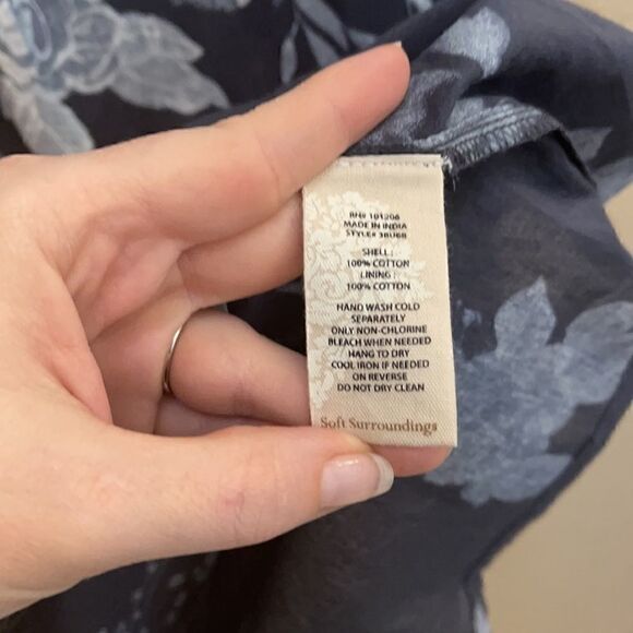 Soft Surroundings- Blue Gray Floral Tunic Long Line Blouse - Picture 6 of 7